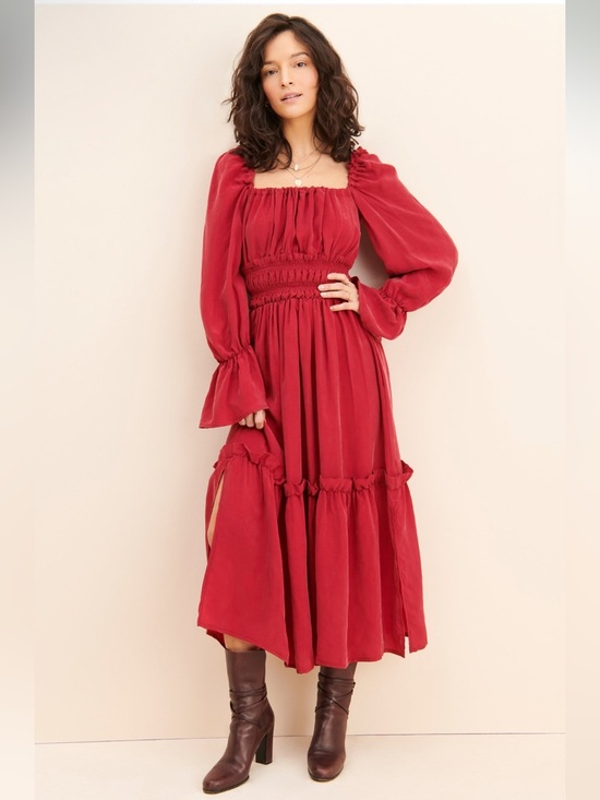 Anthropologie Dresses & Skirts - Anthropologie x OhSevenDays Willa Red Midi Dress Peasant Cottagecore Boho Medium